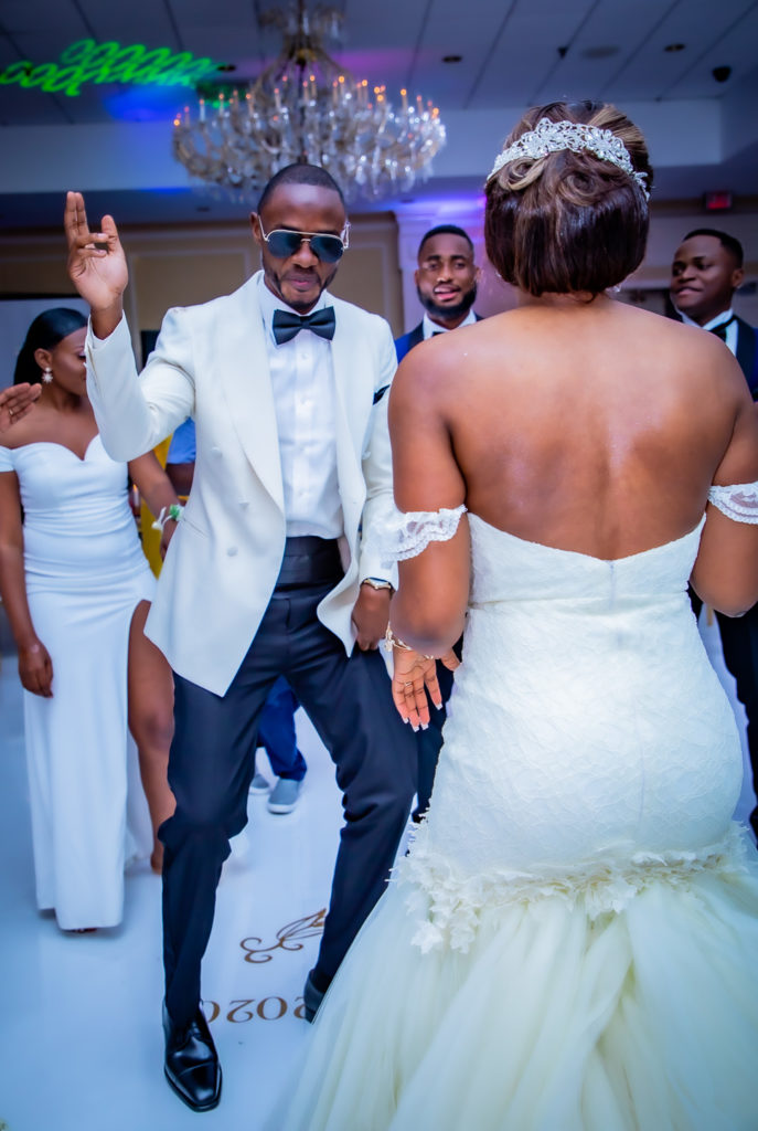 Congolese bride and groom entrance dance at wedding reception in the Radisson hotel in Nashua, NH