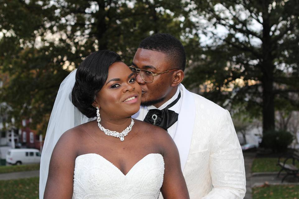 Congolese bride and groom wedding portraits at Bell Rock Memorial Park in Malden, MA