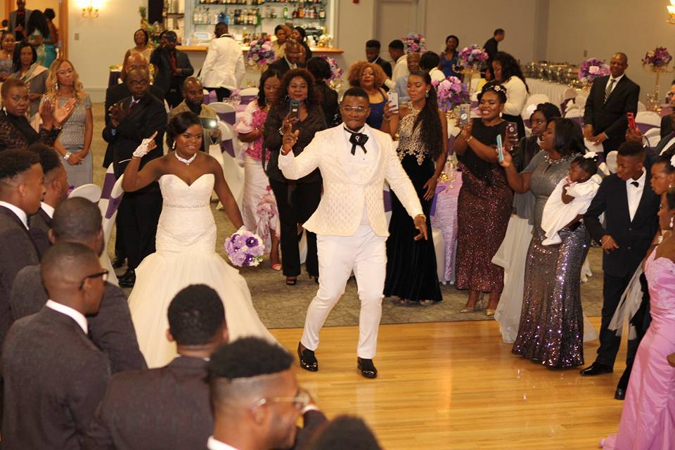 Congolese bride and groom dancing at wedding reception in Peabody, MA