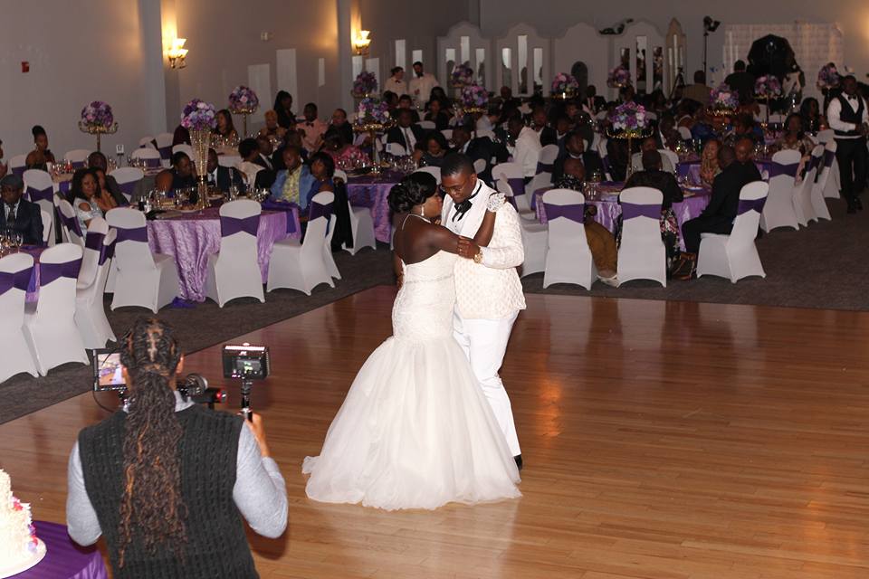 Congolese bride and groom dancing at wedding reception in Peabody, MA